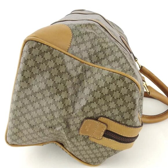 CELINE Boston bag macadam beige PVC ?~ leather Authentic USED T18267 - Picture 4 of 9